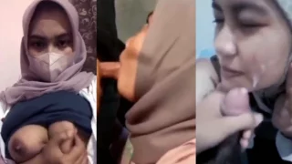 Cewek Hijab Cantik Sepong Crot dimuka